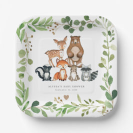 Plato De Papel Woodland Animals Baby Shower Paper Plates