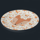 Plato De Papel Woodland Animals Boho Design Fox<br><div class="desc">Adorables animales de bosque boho diseño cumpleaños,  placa de papel para la ducha bebé. Perfecto para la fiesta de cumpleaños de niños o niñas.</div>