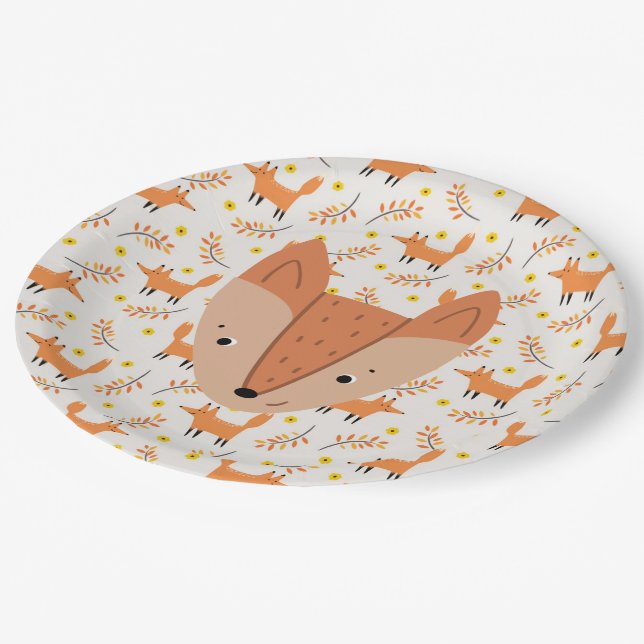 Plato De Papel Woodland Animals Boho Design Fox (Angular)