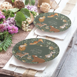 Plato De Papel Woodland Animals Forest Friends Baby Shower