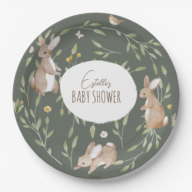 Plato De Papel Woodland Animals Forest Friends Baby Shower (Anverso)