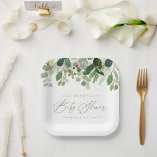 Plato De Papel Woodland Animals Género Neutral Baby Shower