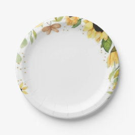 Plato De Papel Woodland Animals Rubor Floral primer cumpleaños