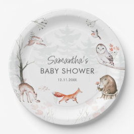 Plato De Papel Woodland Animals Rustic Forest Baby Shower