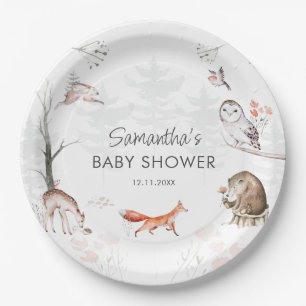 Plato De Papel Woodland Animals Rustic Forest Baby Shower
