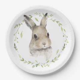 Plato De Papel Woodland Animals Wreath Bunny Rabbit Watercolor