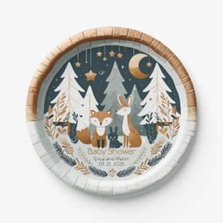 Plato De Papel Woodland Baby Shower
