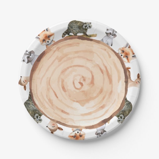 Plato De Papel ¡Woodland Baby Shower It's a Boy! Un cumpleaños sa (Anverso)