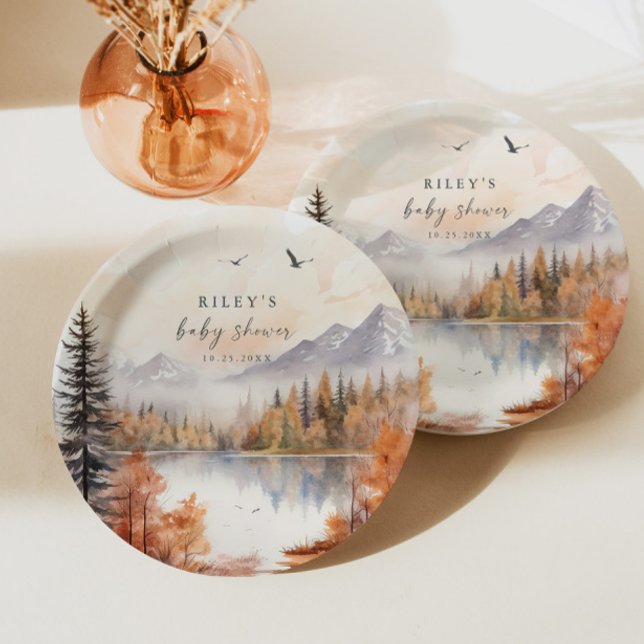 Plato De Papel Woodland Baby Shower Paper Plate Rustic Fall Boy (Subido por el creador)