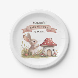 Plato De Papel Woodland Bunny Baby Shower