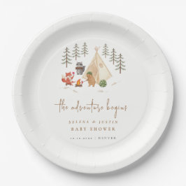 Plato De Papel Woodland Camping The Adventure comienza Baby Showe
