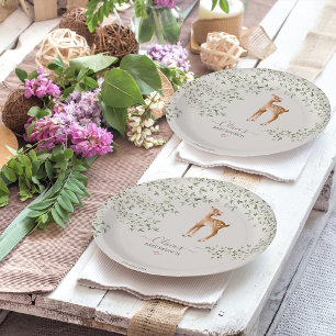 Plato De Papel Woodland Deer Baby Shower