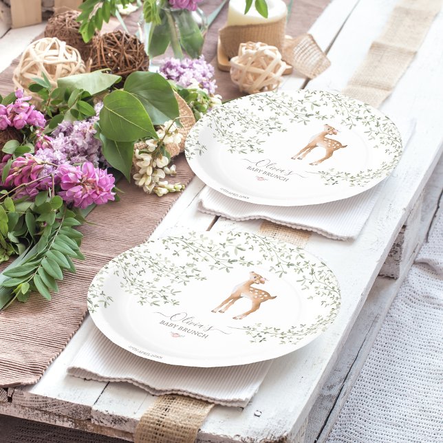 Plato De Papel Woodland Deer Baby Shower (Subido por el creador)