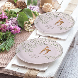 Plato De Papel Woodland Deer Baby Shower