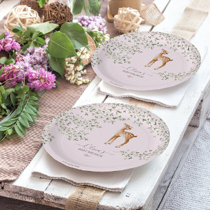 Plato De Papel Woodland Deer Baby Shower