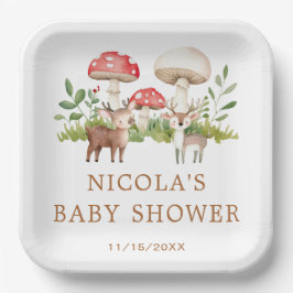 Plato De Papel Woodland Deer Baby Shower
