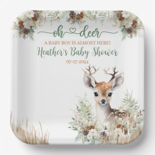 Plato De Papel Woodland Deer Baby Shower Boy
