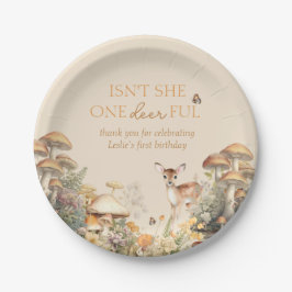 Plato De Papel Woodland Deer Whimsical First Birday