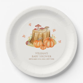 Plato De Papel Woodland Fall Pumpkin Mushroom Baby Shower
