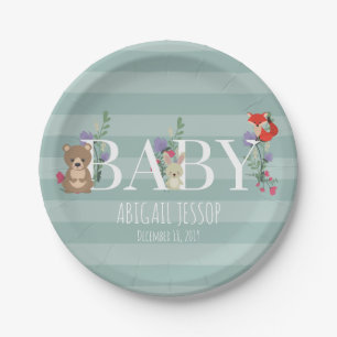 Plato De Papel Woodland Forest Animals Baby Shower
