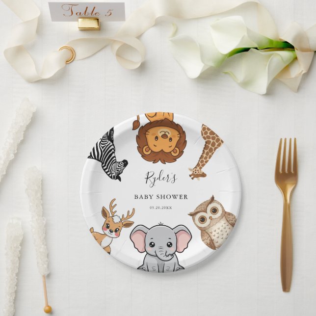 Plato De Papel Woodland Forest Animals Baby Shower (Boda)