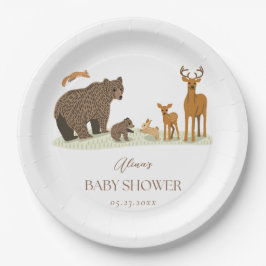 Plato De Papel Woodland Forest Animals Baby Shower