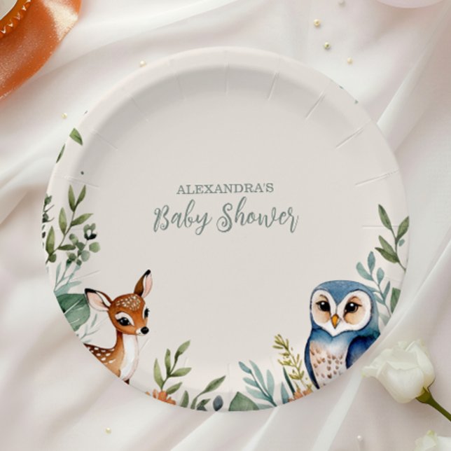 Plato De Papel Woodland Forest Animals Baby Shower (Subido por el creador)
