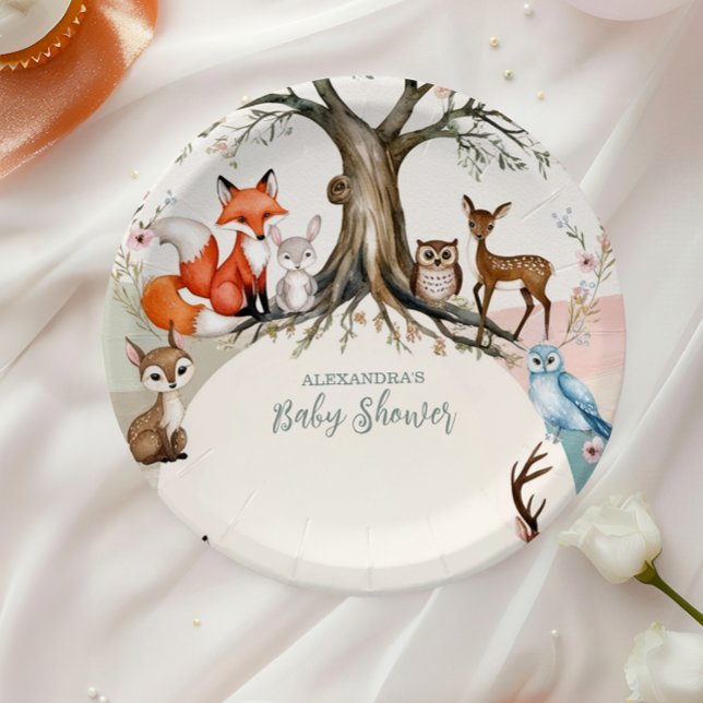 Plato De Papel Woodland Forest Animals Baby Shower (Subido por el creador)