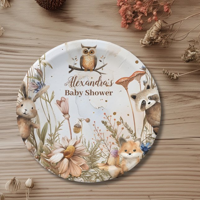 Plato De Papel Woodland Forest Animals Baby Shower (Subido por el creador)