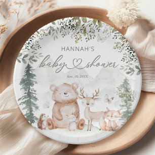 Plato De Papel Woodland Forest Animals Baby Shower