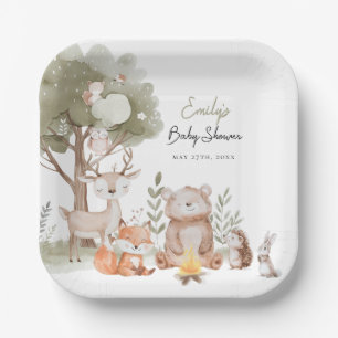 Plato De Papel Woodland Forest Baby Shower