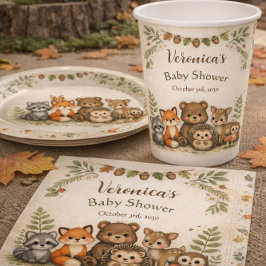 Plato De Papel Woodland Forest Baby Shower