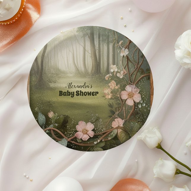 Plato De Papel Woodland Forest Baby Shower (Subido por el creador)
