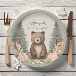 Plato De Papel Woodland Forest Bear
