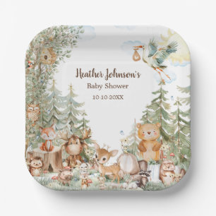 Plato De Papel Woodland Forest Neutral Baby Shower
