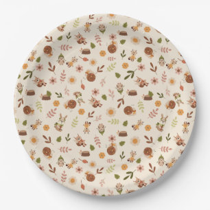 Plato De Papel Woodland Fox Autumn Theme Neutral