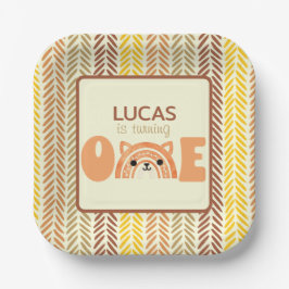 Plato De Papel Woodland Fox Boho Rainbow First Birday