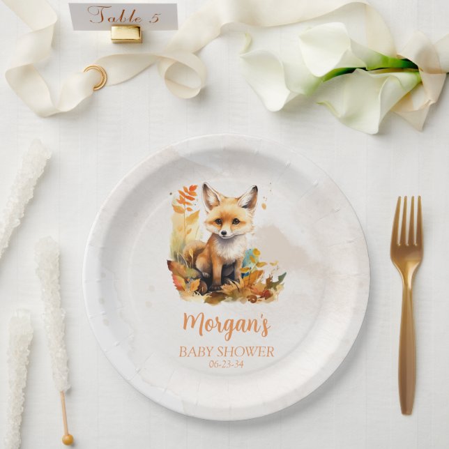 Plato De Papel Woodland Fox Cute Baby Shower (Boda)