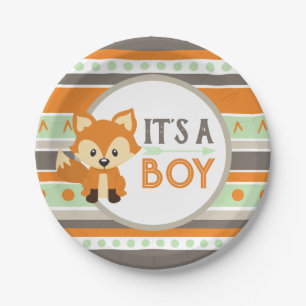 Plato De Papel Woodland Fox es un chico de placas de papel Baby S