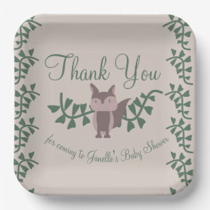 Plato De Papel Woodland Fox Greenery Baby Shower Rustic