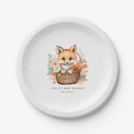 Plato De Papel Woodland Fox Personalized Baby Shower Paper Plates