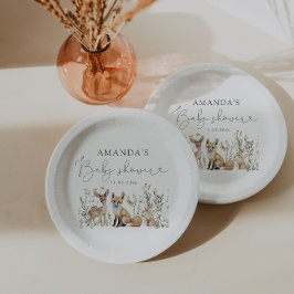 Plato De Papel Woodland Gender Neutral Baby Shower