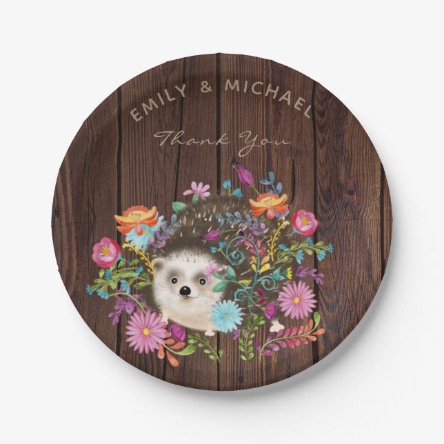 Plato De Papel Woodland Hedgehog Plantas acuáticas rusas (Anverso)