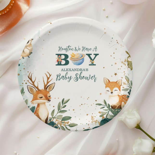 Plato De Papel Woodland Houston Tenemos Un Niño Espacio Exterior (Subido por el creador)