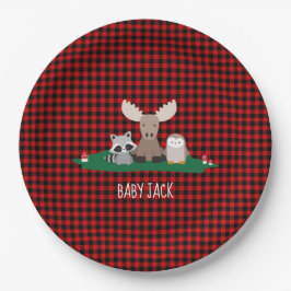 Plato De Papel Woodland Lumberjack Baby Shower Animal Rustic
