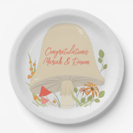 Plato De Papel Woodland Mushroom Baby Shower