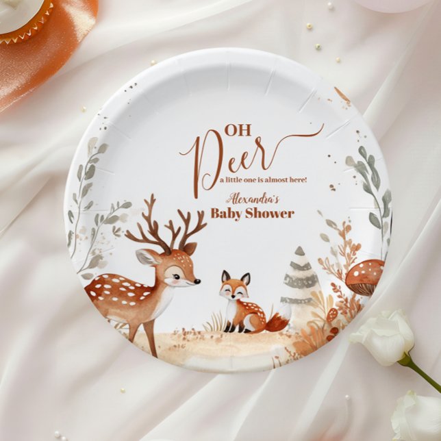 Plato De Papel Woodland Oh Deer Forest Baby Shower (Subido por el creador)
