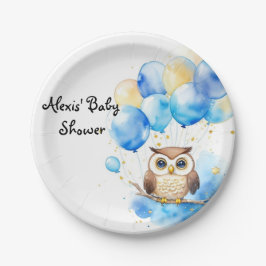 Plato De Papel Woodland Owl Baby Shower