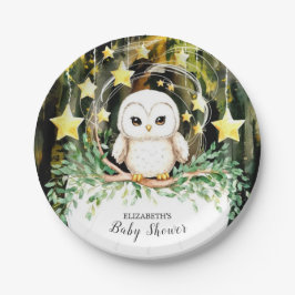 Plato De Papel Woodland Owl Baby Shower