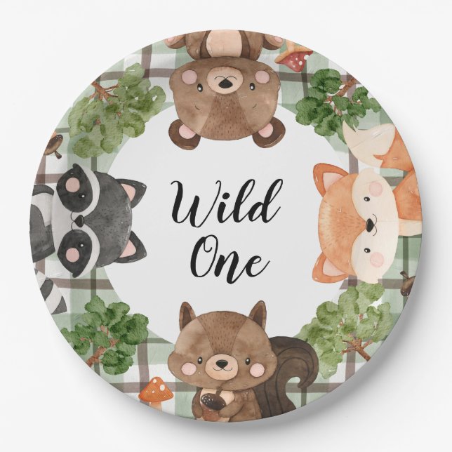 Plato De Papel Woodland Paper Plates Wild One Plates (Anverso)